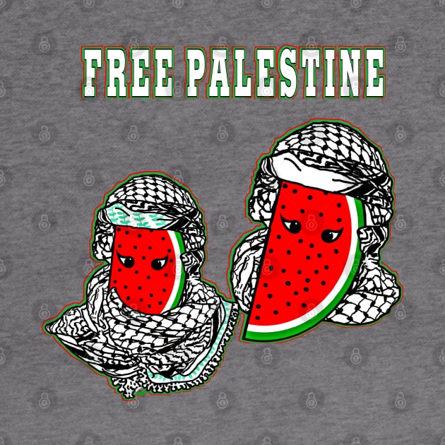Free Palestine Watermelon Keffiyeh Couple - Front by SubversiveWare